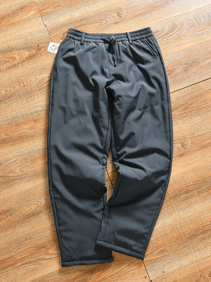 Thickened Fleece Lined Loose Straight Leg Cotton Pants for Men Winter Outdoor Sports Warm Self-Heating Casual Basic  Color