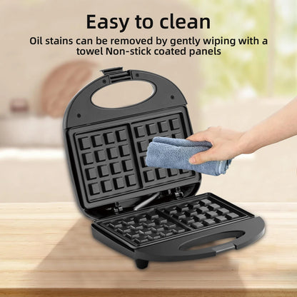 Waffle Maker with Non-Stick Coated Plates, Cool Touch Housing, Power and Ready Indicators, Breakfast Maker, Cord Winder, 750W