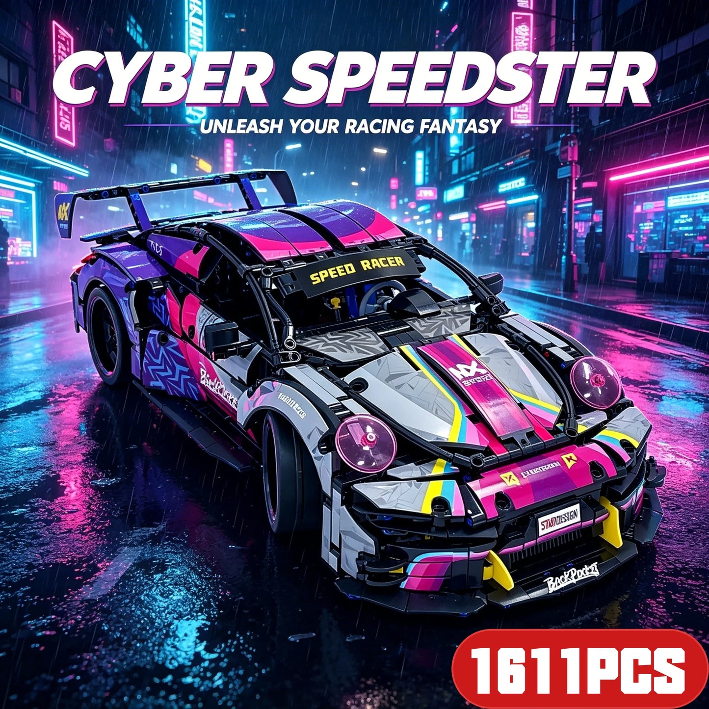 1611pcs Racing Car 1:10 Building Blocks Set Technical Model Sports Car Toy DIY Collector's Gift for Adults Teens Kids Boys Girls