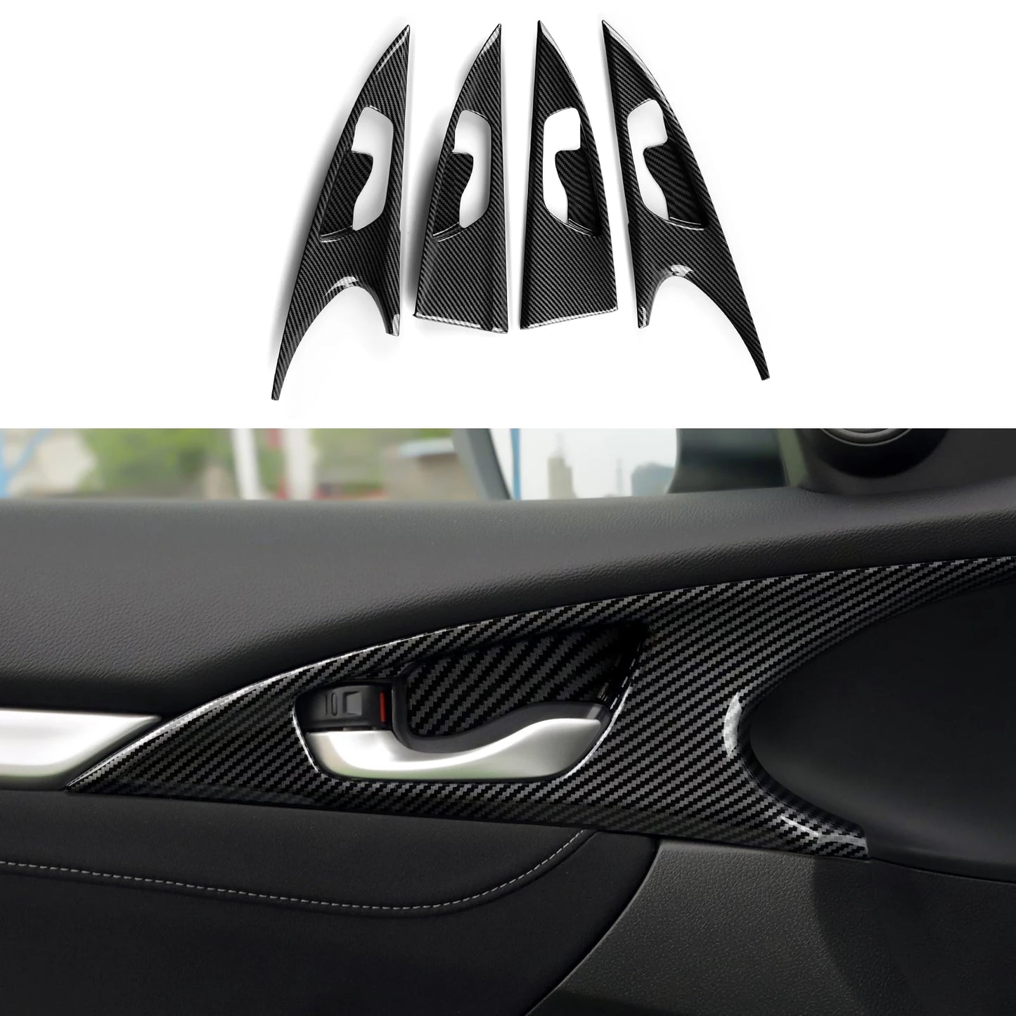 For Honda Civic 10th Gen (2016 -2021) Interior Accessories, Car Center Console Gear Shift Panel , Carbon Fiber ABS Trim Sticker