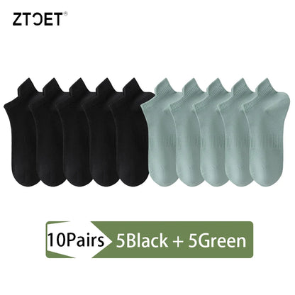 10Pairs Men Combed Cotton Socks Mesh Antibacterial Breathable Fashion Black High Quality Man Sock New For Male Size EU38-45