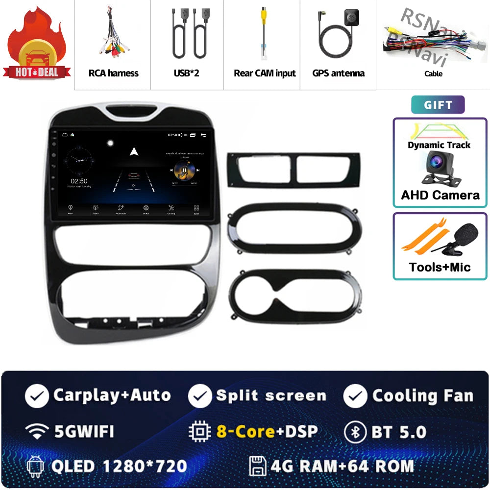 Android 15 Carplay Auto WIFI+4G For Renault Clio 3 4 2012 2013 2015 - 2018 Car Radio GPS Stereo Multimedia Player 2din Wireless
