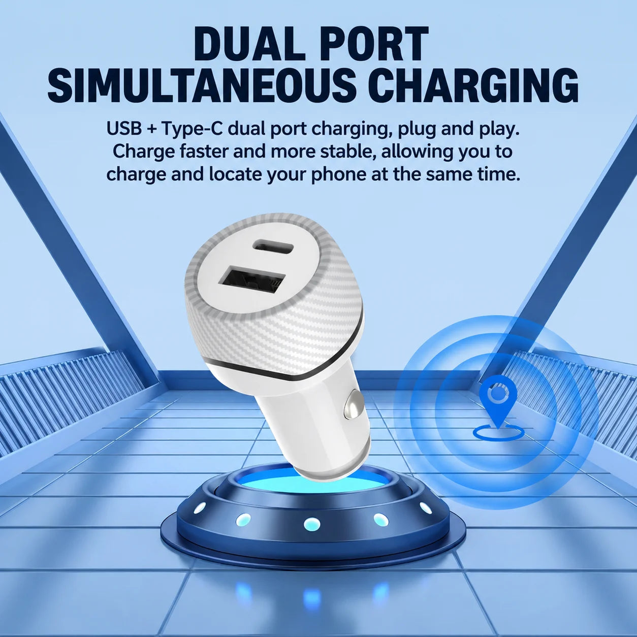 Car Charge GPS Locator Tracker 20W USB Phone Charger Fast Charging Type C QC3.0 With iPhone Find My Apple Official App