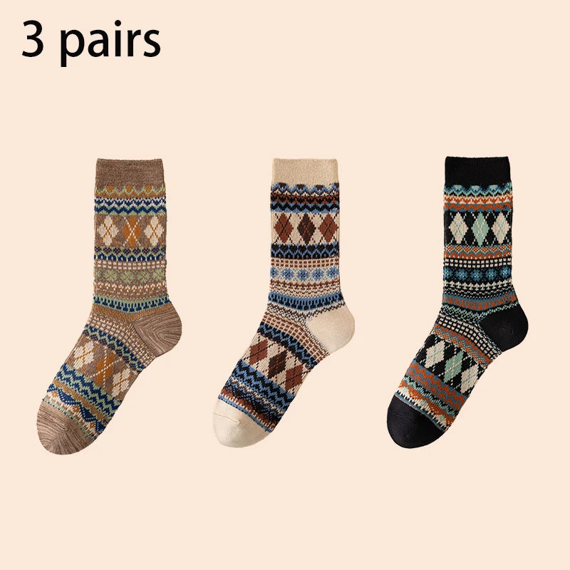 Men's Dress Socks, Cotton Crew Socks, Breathable and Sweat-Absorbing, Funky Colorful Pattern Crew Socks
