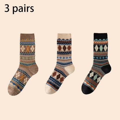 Men's Dress Socks, Cotton Crew Socks, Breathable and Sweat-Absorbing, Funky Colorful Pattern Crew Socks