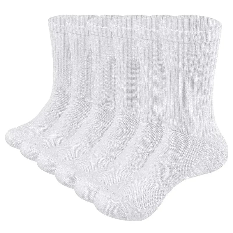 5 Pairs Men Hiking Socks Combed cotton Cushioned man Crew Socks Padded outdoor Jungle green army socks Size 37-44 Shipping free