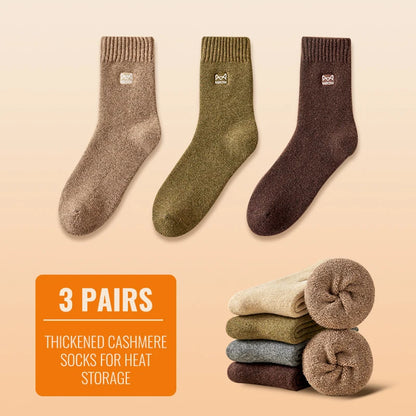 MiiOW Merino Wool Socks Cold Resistant Men Winter Thicken Heated Sock Cashmere Long Sock Snow Boots Retro Brown Warm Towel Socks