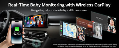 Ottocast Mini Pico 2in1 Wireless CarPlay Dongle Car Baby Safety Camera Pet Back Seat Camera Child Car Monitor For 99% of the car