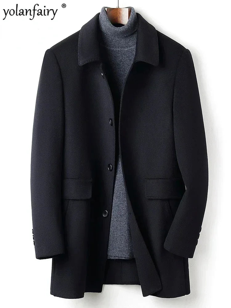 YOLANFAIRY 70% Wool Coat Men's Autumn Thick Down Jacket Men Double-sided Woolen Trench Coats Winter Jackets Abrigos Hombre FC