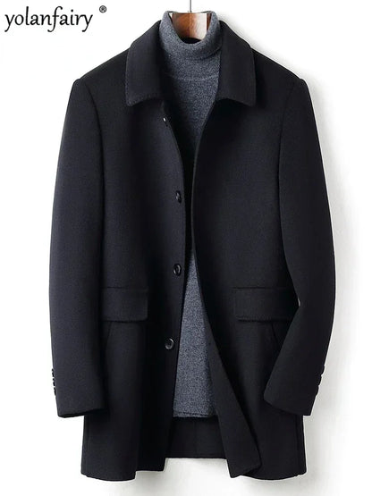 YOLANFAIRY 70% Wool Coat Men's Autumn Thick Down Jacket Men Double-sided Woolen Trench Coats Winter Jackets Abrigos Hombre FC