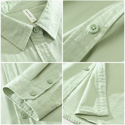 Mens long sleeve regular shirt Multi-color cotton plain shirt for Young men work tops Autumn men's clothing loose casual shirts