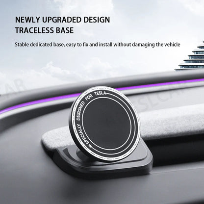 Base Magnetic Phone Holder For Tesla Model YL/Y Juniper 2025 Model 3 Highland 2024 + ABS Rotatable Bracket Non-Shaking Car Mount