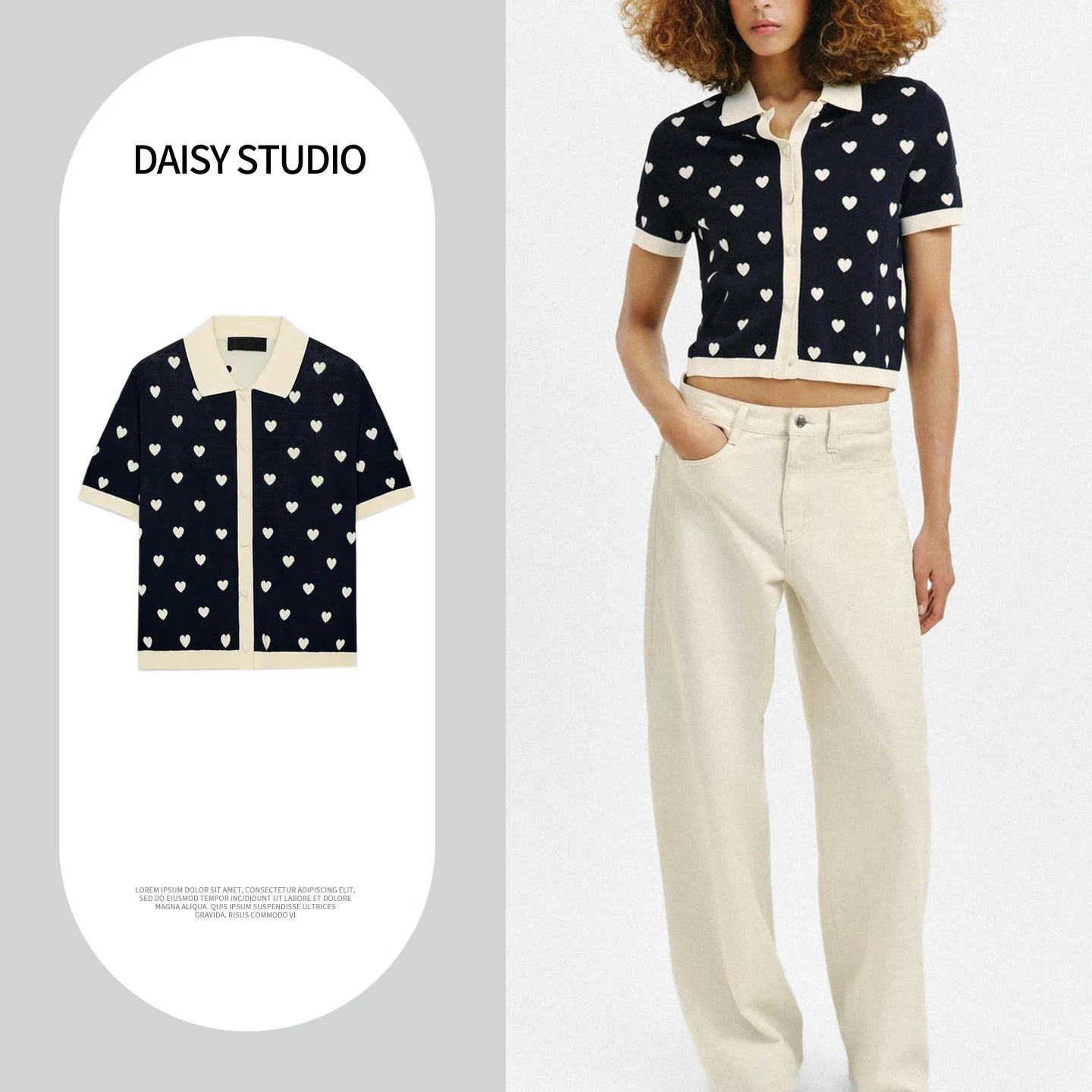 New Summer Women's Street Style  Shirt Turn-down Collar Short Sleeve Color Block Heart Pattern Embroidery Casual Top