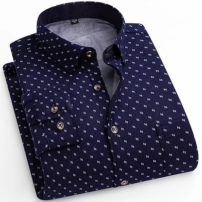 Winter Warm Shirt For Man Thickened Flannel Plaid Casual Menswear Long Sleeve Plus Fleece Big Size Regular Fit Smart Dress Shirt