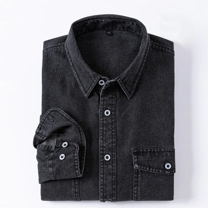 Daily Pure Cotton Double-pocket Denim Shirt Wrinkle-free Men's Casual Sports Top Trendy Comfortable Collared Shirt Men