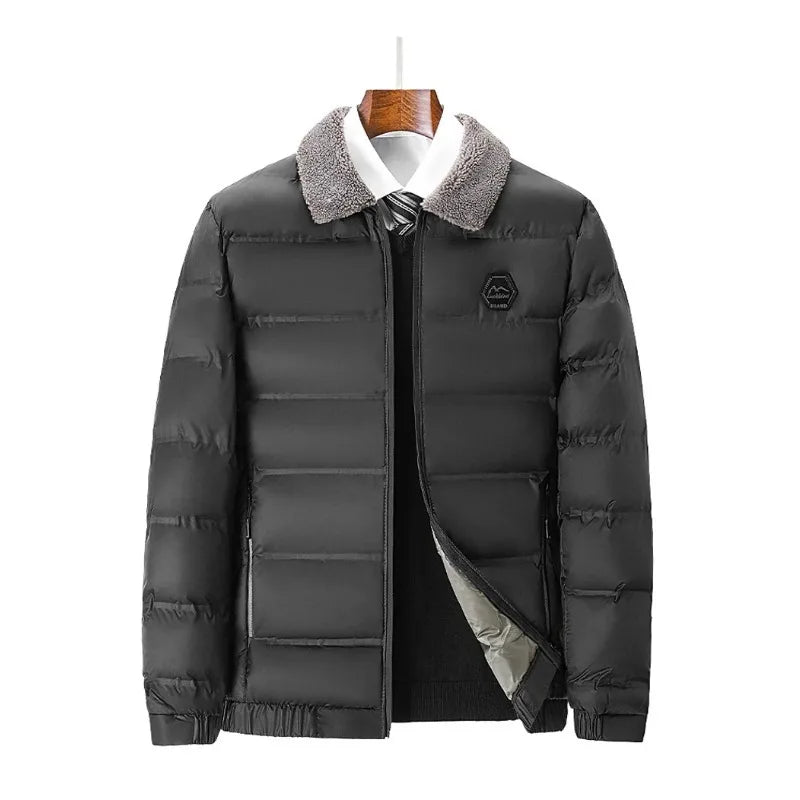 Winter Jacket Men Fleece Collar Graphene Self-heating Thicken Warm Casual Parkas Man Quality Cold Protection Coat Male Overcoat