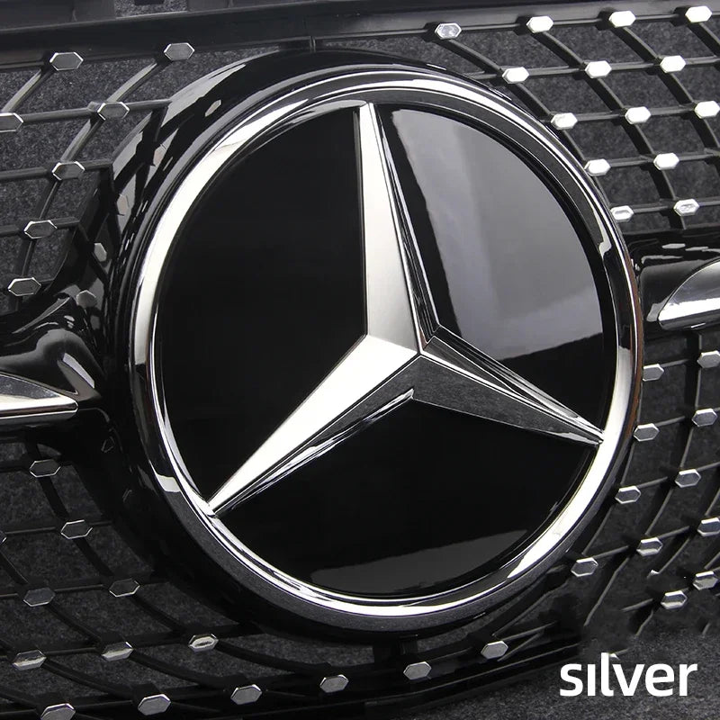 Car Front Grille Emblem Star Badge  Logo Chrome black Silver 3D Mirror Mercedes Benz Amg W205 W204 W253 W213 W206 W166 gle glc