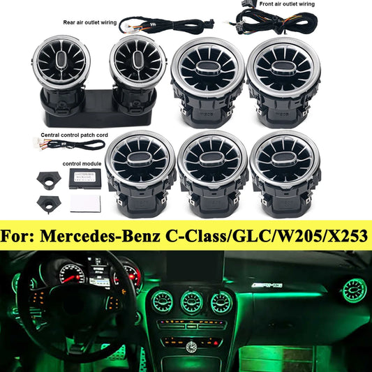 3/64 Colors For Mercedes-Benz C/GLC Class W205 X253 Ambient Light Interiors LED Turbine LED Vents Decorative Lights Retrofit