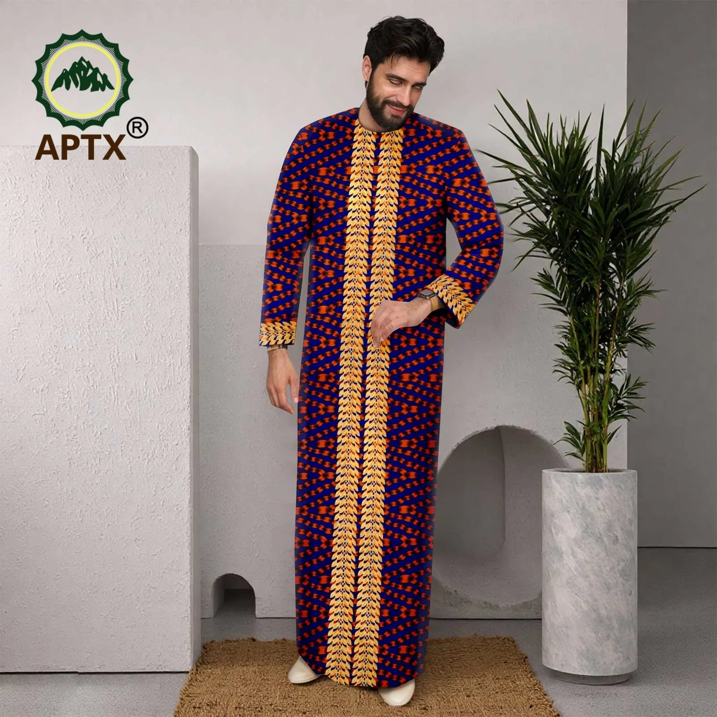 APTX Muslim Men Robe Abaya Long Sleeve Embroidery Festival Set Casual Men 3-Pcs Suit Abaya Middle East Arab Clothes