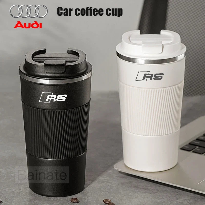 510ML Car Stainless Steel Coffee Mug with Lid Anti-Scald Drinks Cup For Audi A3 A4 B8 8P 8V B6 A5 A6 C7 Q5 B9 B7 C6 Q2 Q7 Q3 A7