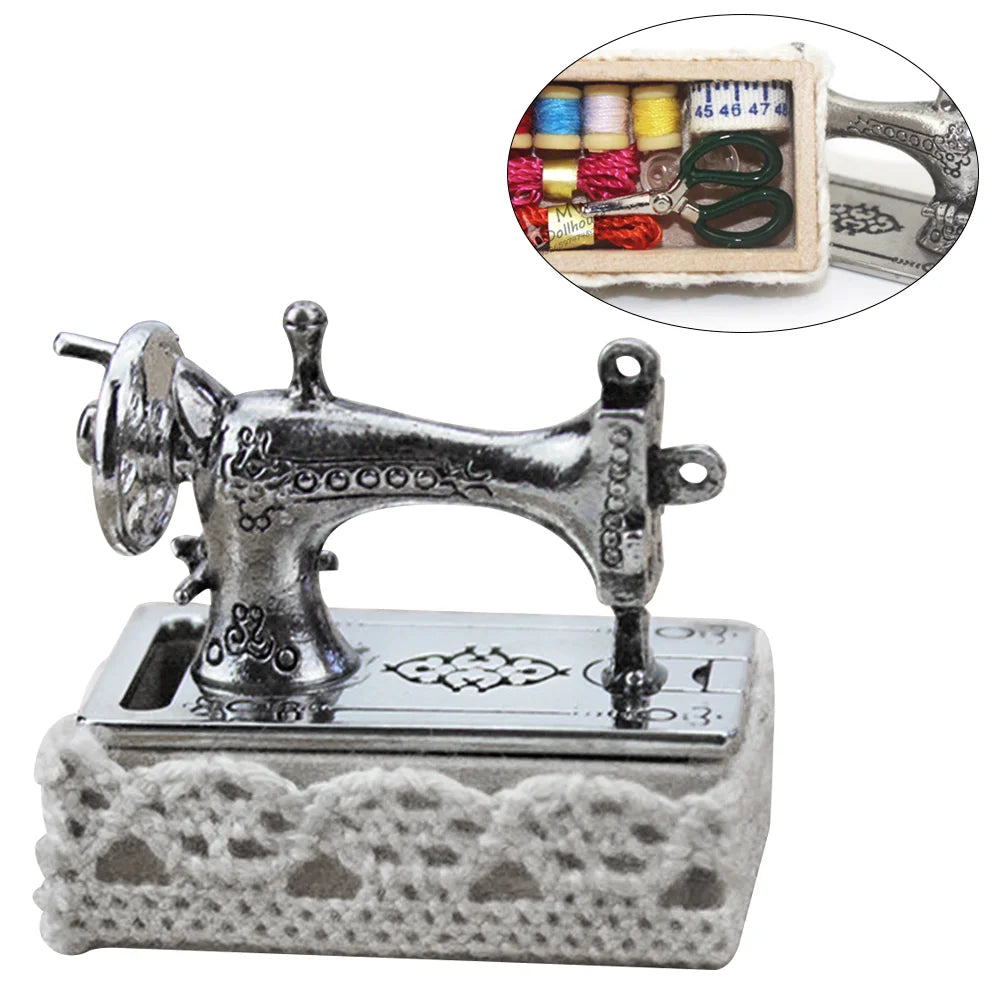 1pc Accessories Miniature Model Toy Simulation Mini Sewing Decoration(Silver)