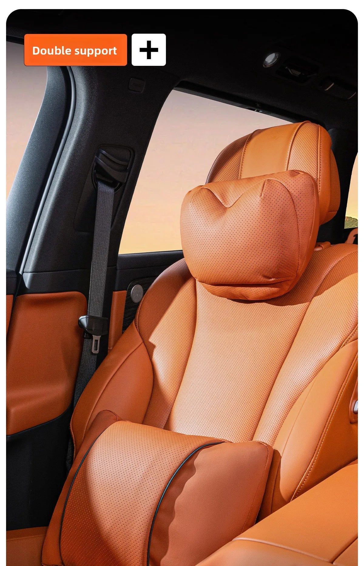 High Quality Universal Car Headrest Cushion Car Seat Neck Pillow High-grade Leather Breathable Lumbar Support Car Pillow