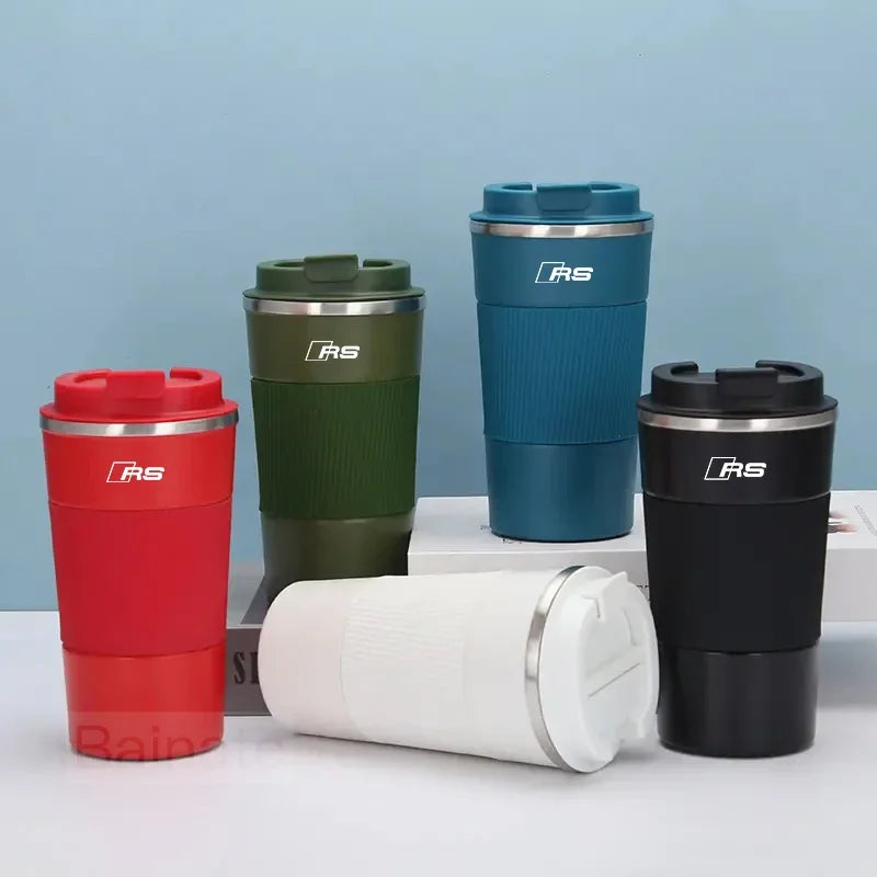 510ML Car Stainless Steel Coffee Mug with Lid Anti-Scald Drinks Cup For Audi A3 A4 B8 8P 8V B6 A5 A6 C7 Q5 B9 B7 C6 Q2 Q7 Q3 A7