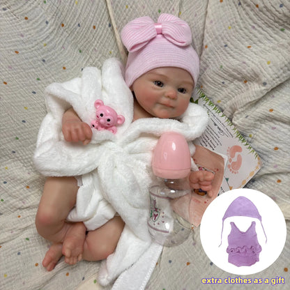 AnjoDoll 2 Sets Of Clothes 13Inch Open Mouth Silicone Reborn Doll Washable Handmade Doll Toy Ideal Gifts