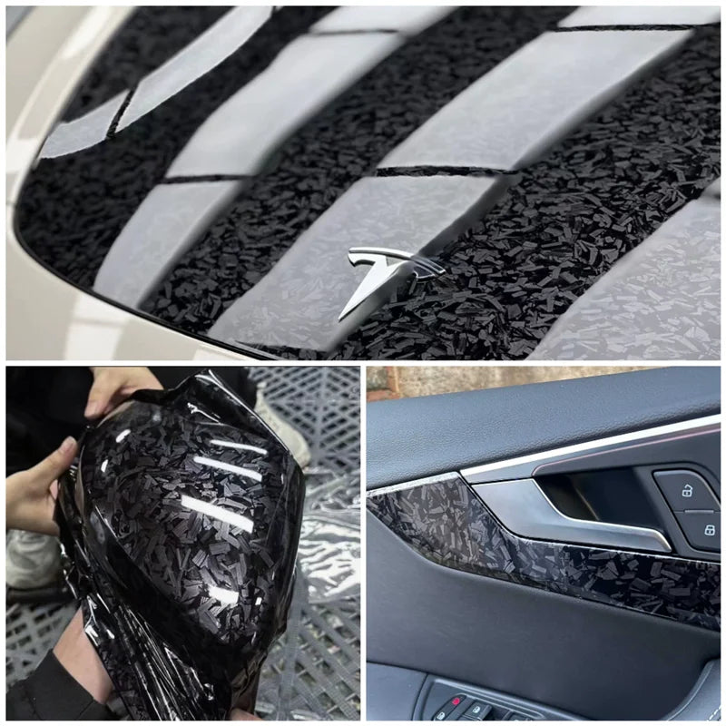 High gloss black gold silver red forged carbon fiber car color change film motorcycle car sticker bonded vinyl