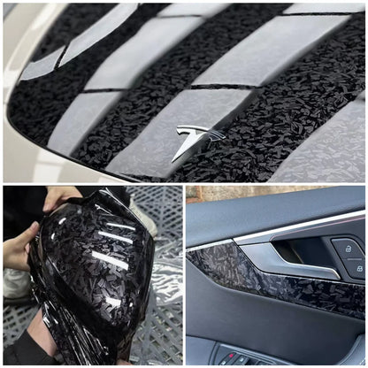 High gloss black gold silver red forged carbon fiber car color change film motorcycle car sticker bonded vinyl