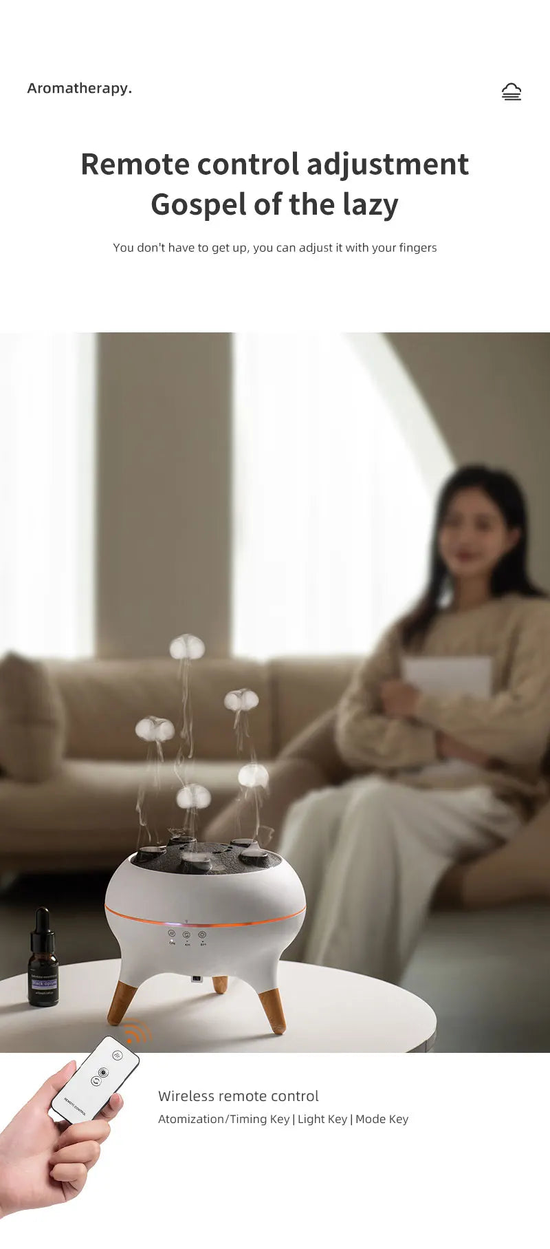 Jellyfish Aroma Humidifier Aromatherapy Diffuser Creative Ultrasonic Essential Oil Diffuser Remote Control Mist Humidifier