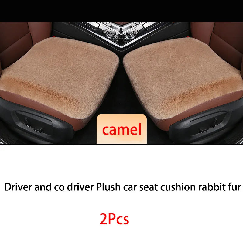 Winter Plush Rabbit Fur Car non-slip Seat Cushion Warmth Thickened Wool One Piece Square Cushion for Main Driver or Co-pilot