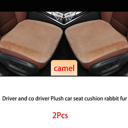 Winter Plush Rabbit Fur Car non-slip Seat Cushion Warmth Thickened Wool One Piece Square Cushion for Main Driver or Co-pilot
