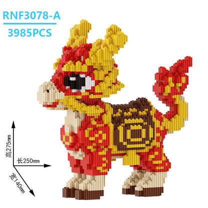 Large 30cm Lucky Zodiac Red Horse Building Blocks Educational Puzzle Toy 2026 New Year Gift