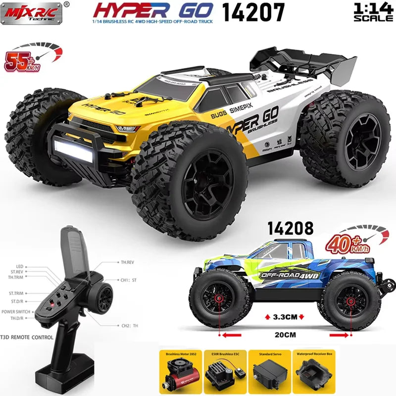 Hyper Go MJX 14207 14208 1/14 4WD 2.4G RC Car 55KM/H Brushless Drift Vehicle Racing Car Remote Control Car Off-Road Truck Toys