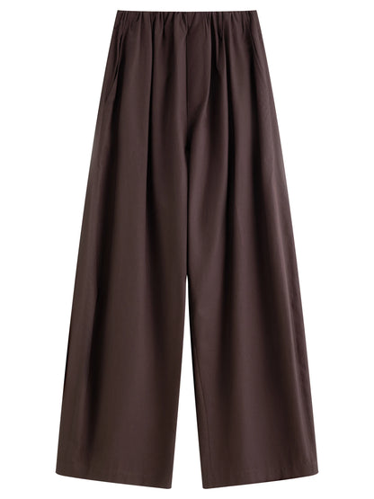 FSLE 2026 Spring Women's Wide Leg Pants Relaxed Fit High Waist Trousers with Draping Straight Cut Minimalist Casual Lounge Pants