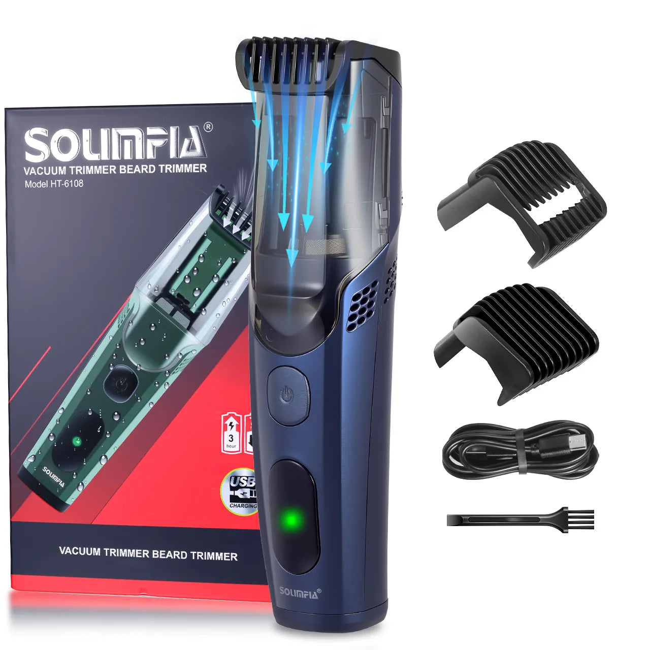 Hatteker Beard Trimmer for Men Cordless Adjustable Beard Mustache Trimmer with Built-in Vacuum Wet/Dry Clipper Travel-Friendly