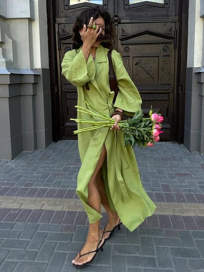 Tossy Casual Loose Lace-Up Dress Female Lapel Long Sleeve High Waist Solid Autumn 2025 New Bandage Dress Women's Commute Dress