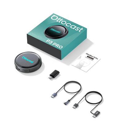 OTTOCAST P3 Pro Android Car Box Smart Car System for Car with AI Voice Assistant Cloud SIM 4G Dual Screen Fast Wireless Connecti