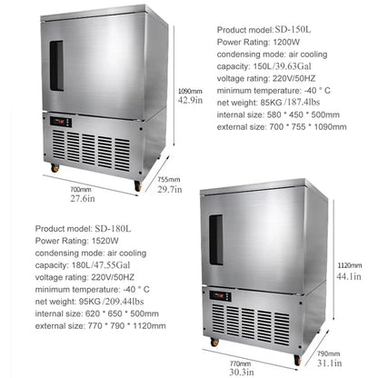 PBOBP -40°C Commercial Fast Food Blast Freezer Large Volume for Seafood Ice Cream & Meat - Quick Freezing Refrigerator