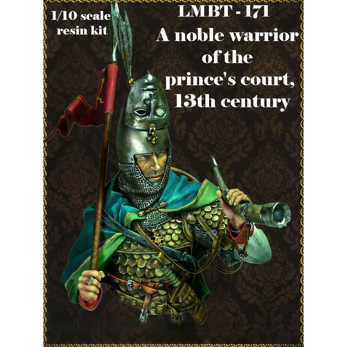1/10 scale resin unpainted model kit, bust of a noble knight in the 13th-century royal court, unassembled and unpainted GK
