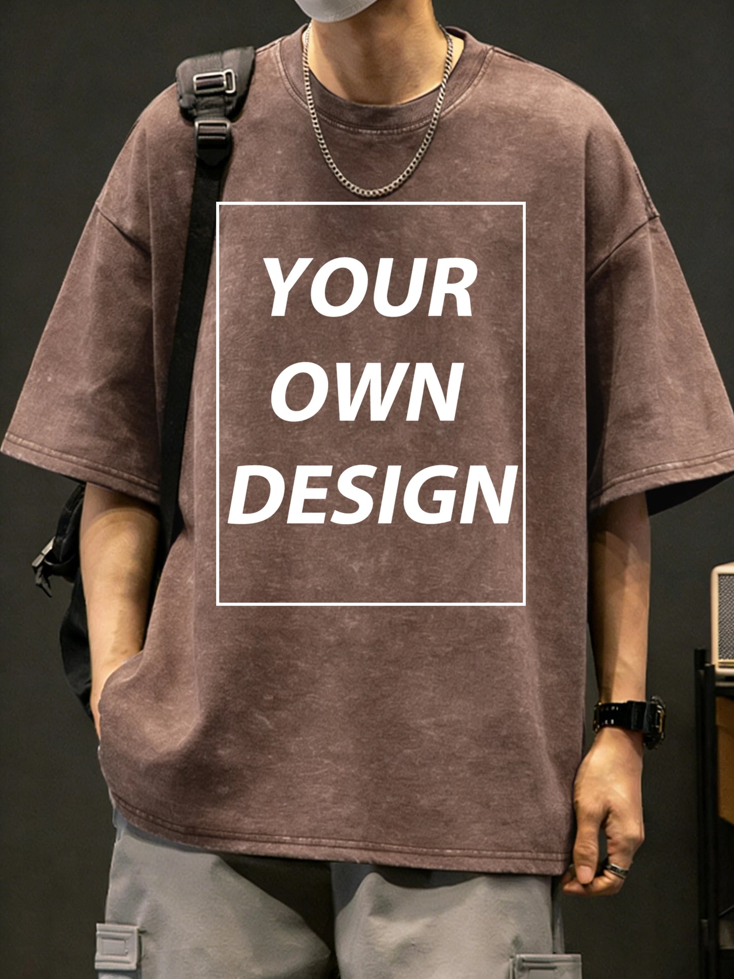 Mens Summer Personalized Pattern Custom Cotton Retro T-Shirts Korean Street Trendy Short Sleeve Breathable Daily Office Team Tee