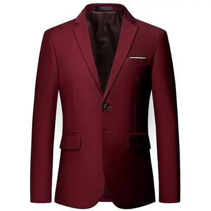 Men White Formal Jackets Two Bittons Long Sleeve Korean Mens Suit Jackets Office Wear Wedding Blazer