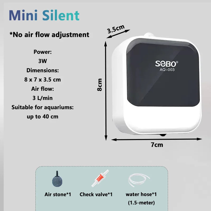 SOBO Aquarium Oxygen Air Pump Fish Tank Adjustable Air Volume High Power Oxygenator Air Compressor Aerator 220v