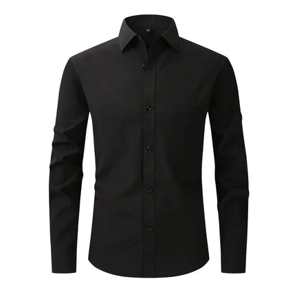 Fashion Business Casual shirt Men's slim long sleeve shirt solid color business social non-ironing anti-wrinkle American code