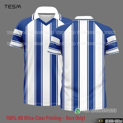 Summer Sports POLO Shirt Men Casual Short Sleeve Lapel Printed T-shirt Striped Retro Fashion Top Outdoor Team Breathable POLO