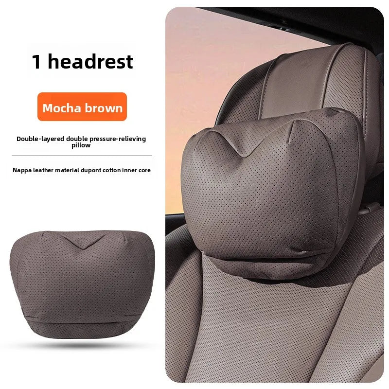 High Quality Universal Car Headrest Cushion Car Seat Neck Pillow High-grade Leather Breathable Lumbar Support Car Pillow