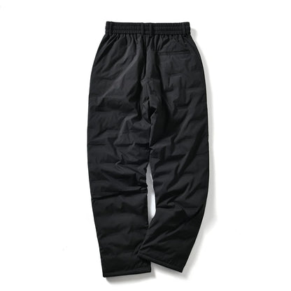 Men's Lightweight Duck down Straight Leg Elastic Waist Pants Winter Warm Casual Fashionable Polyester Fiber Long Trousers