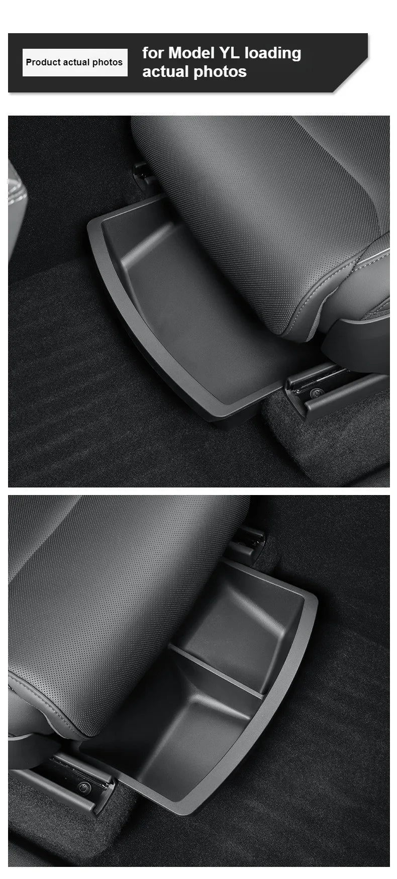 Under Seat Storage Box For Tesla 2026 Model YL 6-Seat TPE Drawer Front Rear Seat Lower Organizer Tray Car Interior Accessories