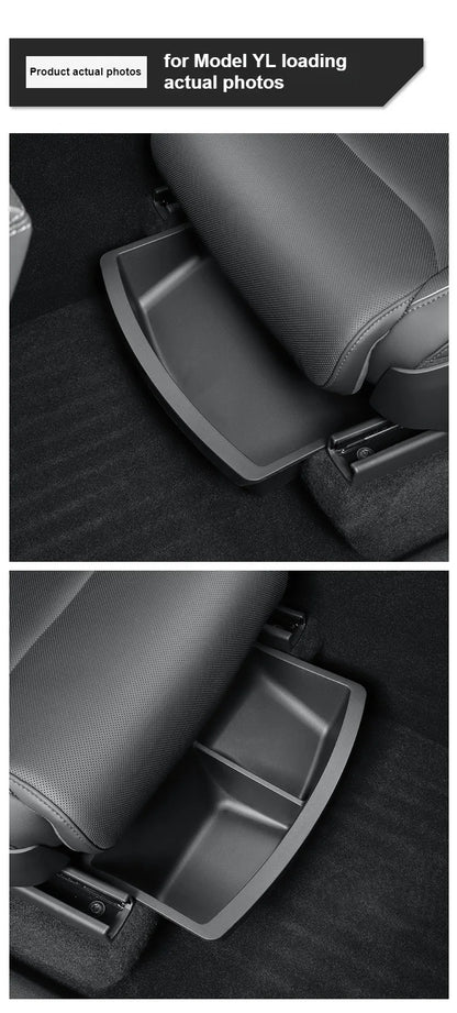 Under Seat Storage Box For Tesla 2026 Model YL 6-Seat TPE Drawer Front Rear Seat Lower Organizer Tray Car Interior Accessories